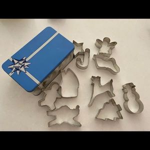 Set of Ten Holiday Cookie Cutters in Storage Tin